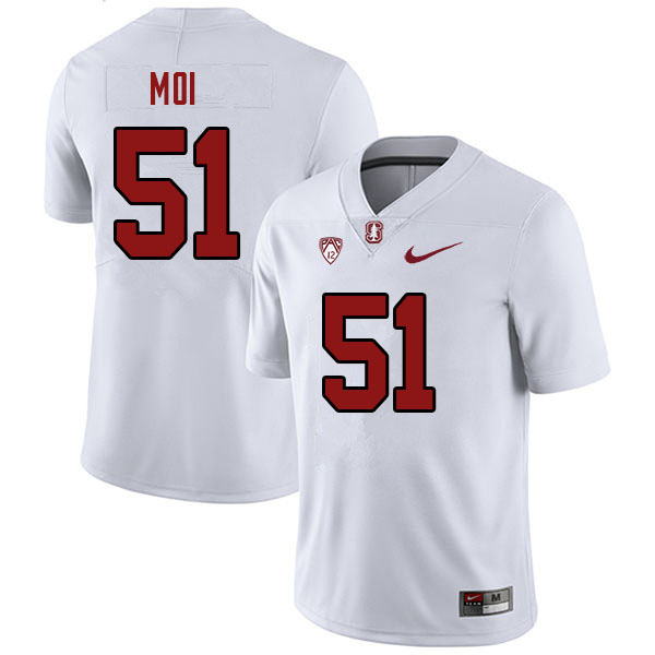 Women #51 Jaxson Moi Stanford Cardinal College 2023 Football Stitched Jerseys Sale-White - Click Image to Close